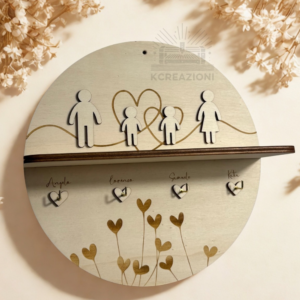 il cuore della famiglia – portachiavi in legno personalizzato