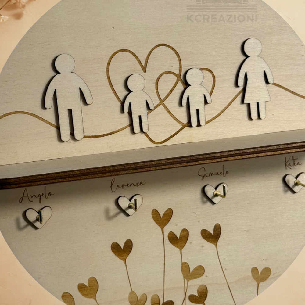 il cuore della famiglia – portachiavi in legno personalizzato il cuore della famiglia – portachiavi in legno personalizzato