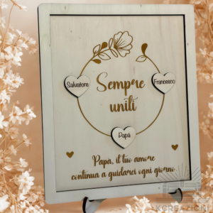 quadro in legno personalizzato “sempre uniti” – famiglia